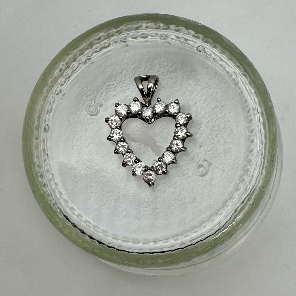 Open Heart Diamond Pendant set in Sterling Silver